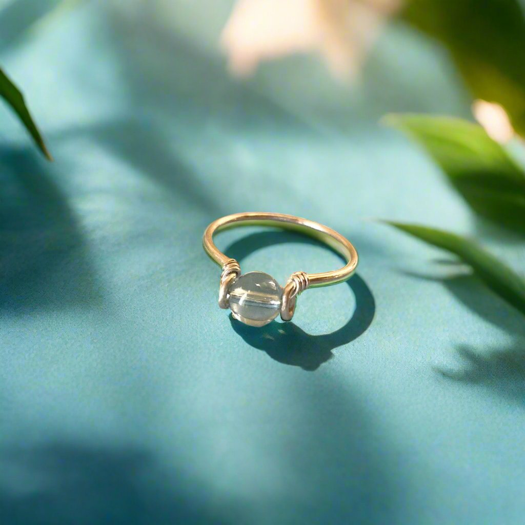 925 Sterling Silver Blue Topaz Wire Ring