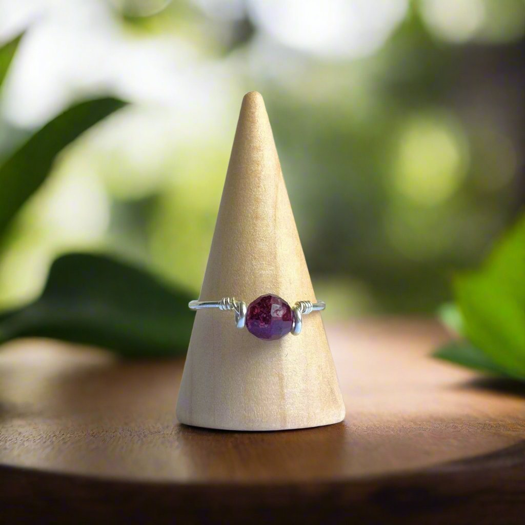 925 Sterling Silver Ruby Wire Ring