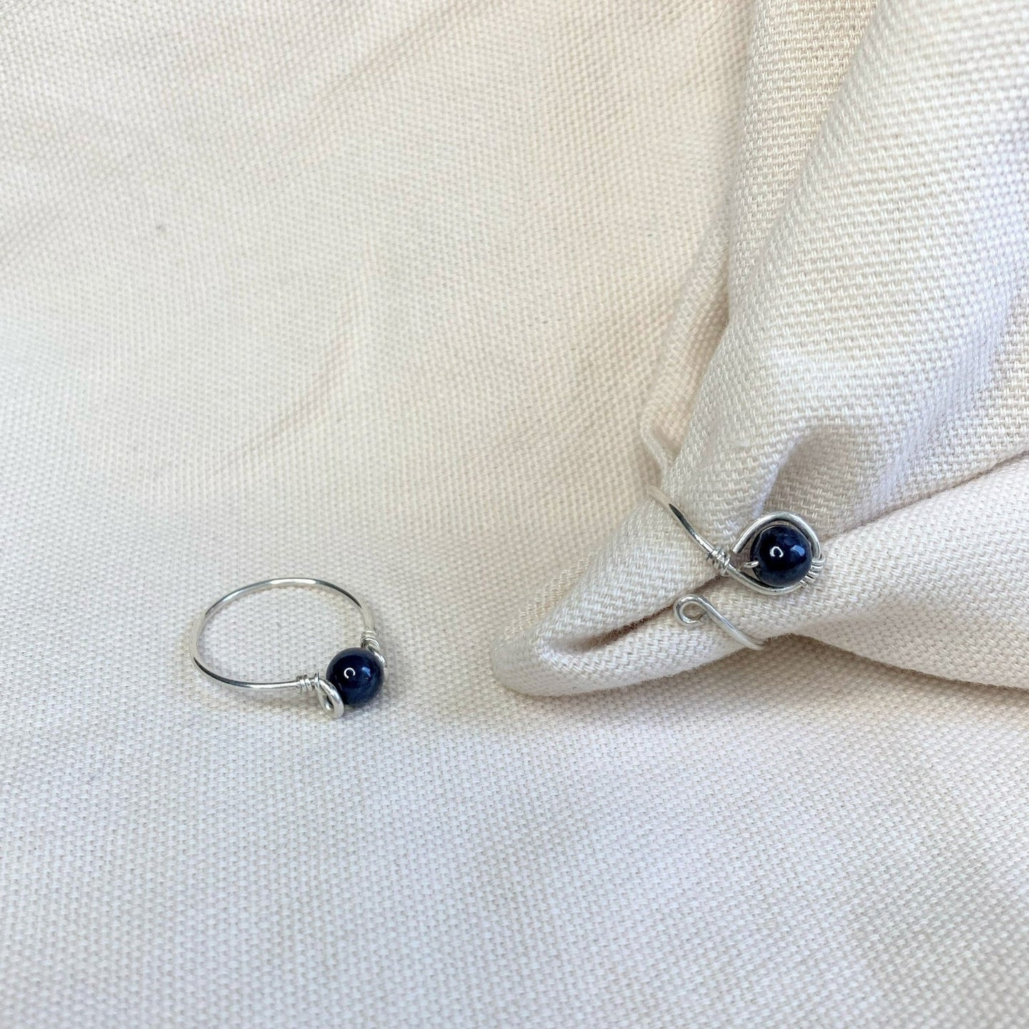 925 Sterling Silver Blue Sapphire Wire Ring