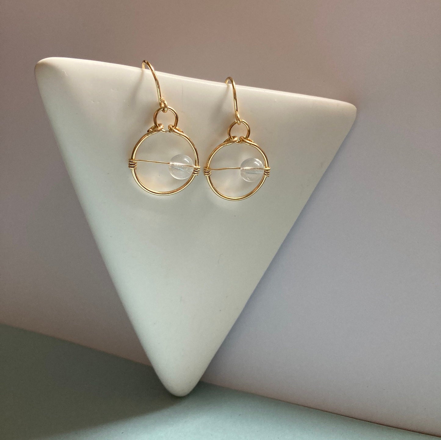14k Gold Filled Clear Quartz Earrings