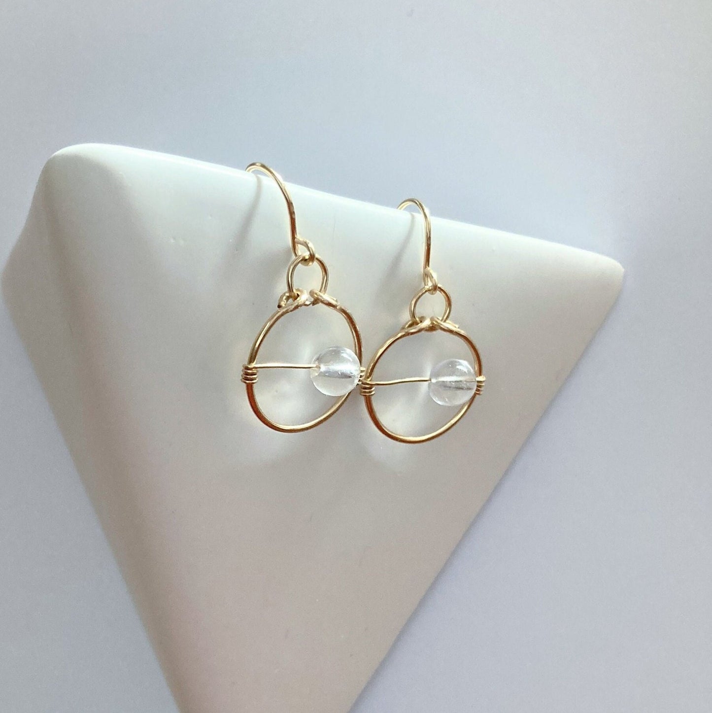 14k Gold Filled Clear Quartz Earrings