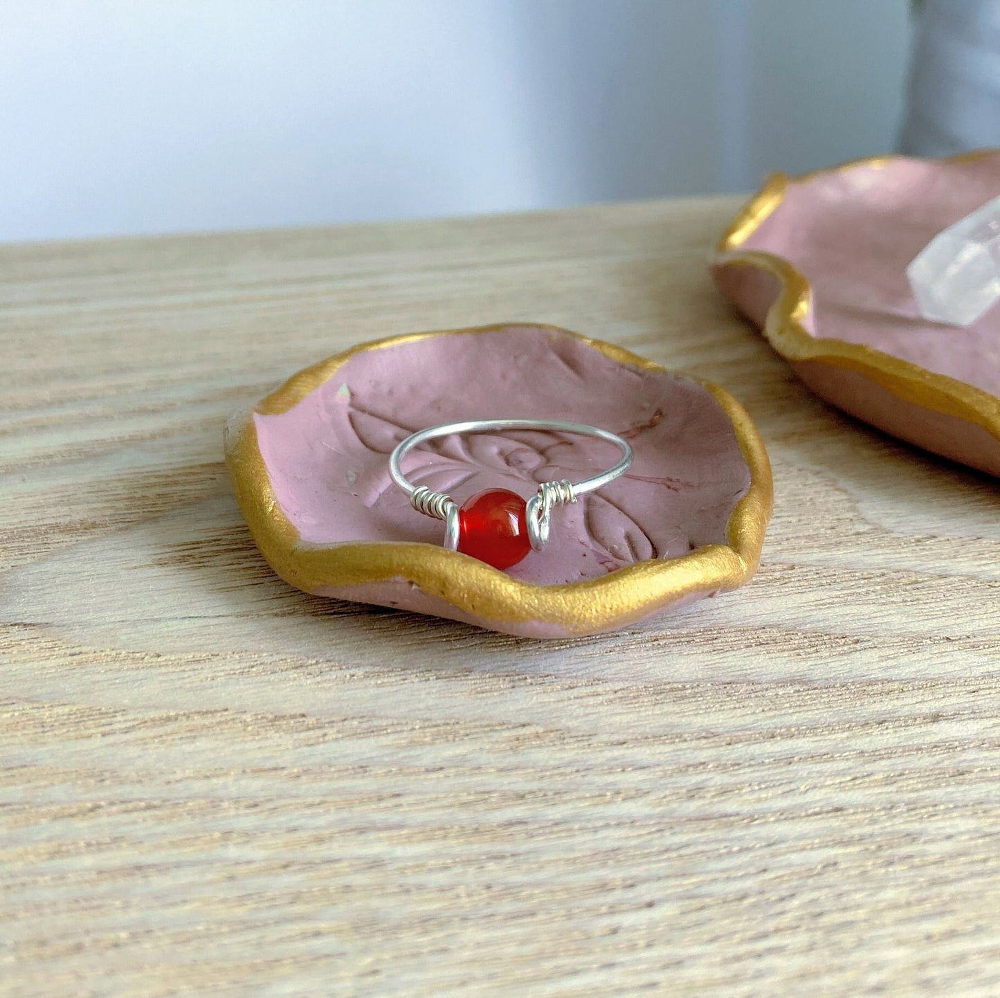 925 Sterling Silver Carnelian Wire Ring