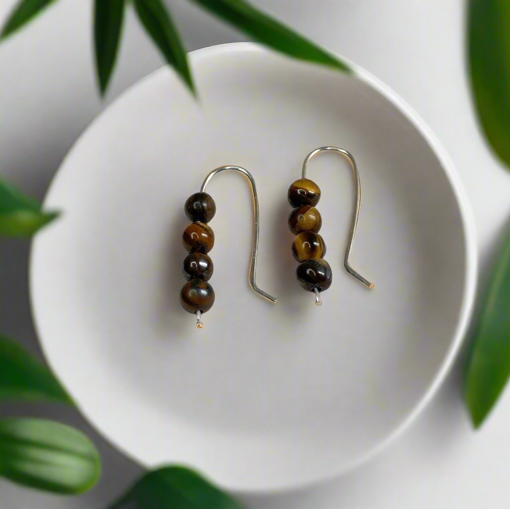 925 Sterling Silver Peridot, Rose Quartz and Tigers Eye Studs (handmade)