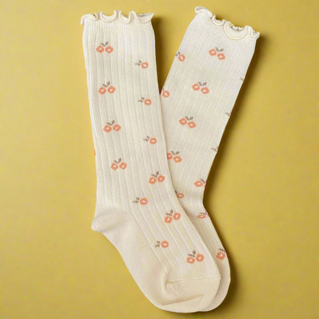 Cream Flower Socks
