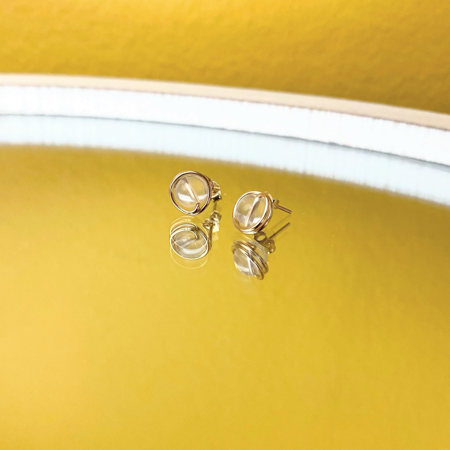 Mini 14k Gold Filled Stud Clear Quartz Earrings