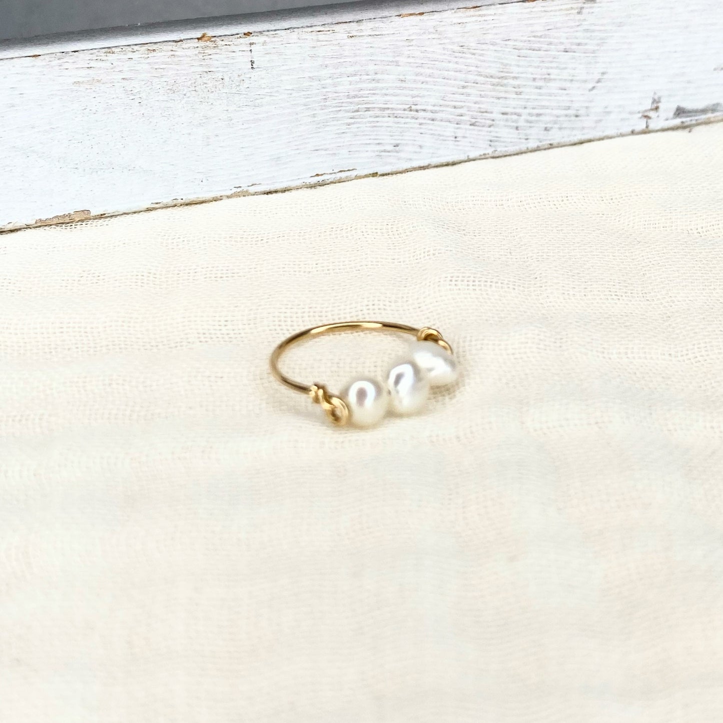 14k Gold Filled Freshwater Pearl Wire Ring