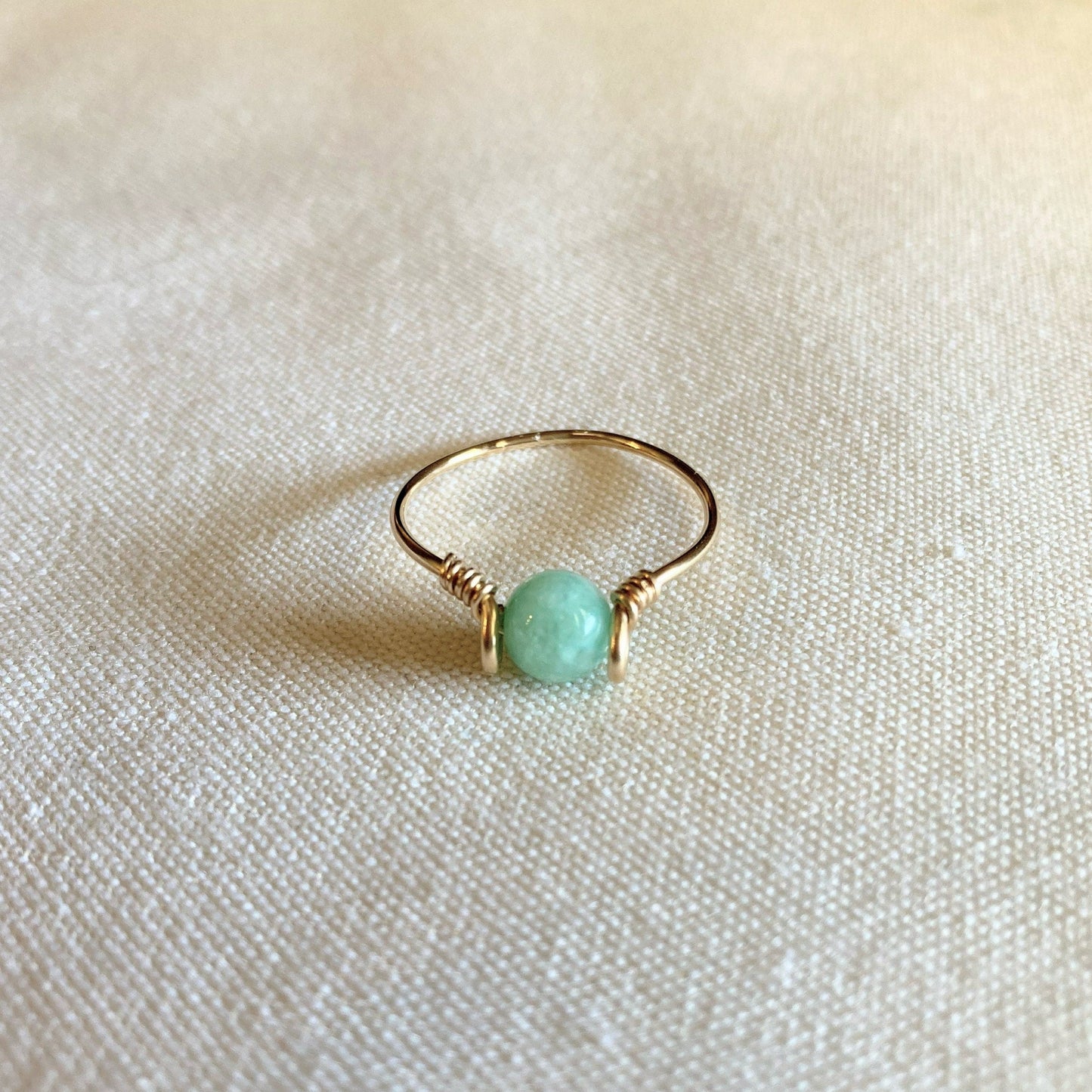 Jade, Malachite, Herkimer 14k Gold Filled Wire Rings
