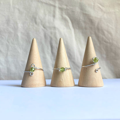 925 Sterling Silver Peridot Wire Ring